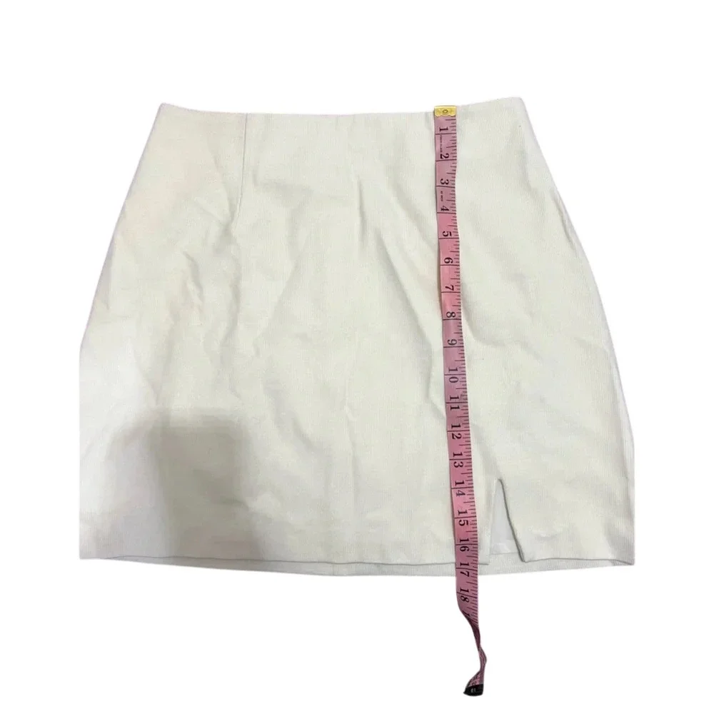 NEW OGL MOVE Ivory Size S Brushed Mid-Waist Split Mini Skirt Beige Off White